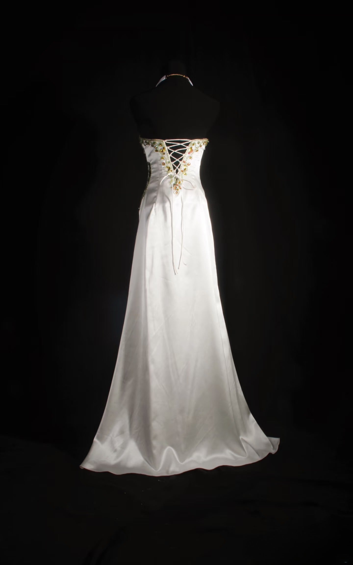 Retro Mermaid Sweetheart Gold Beads White Satin Long Prom Dresses Party Dress Princess Graduation Outfits For Women AU569