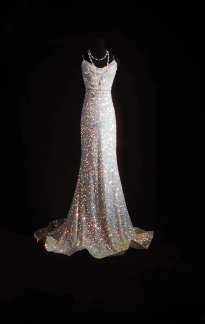Vintage Prom Dresses 90s Mermaid Spaghetti Straps White Sequin Backless Long Party Dress Inspiration Senior Dance Graduation Dresses AU570