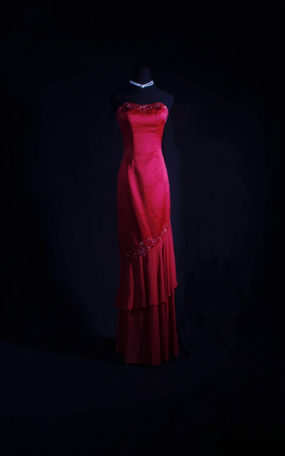 Retro Mermaid Sweetheart Red Satin Long Prom Dresses Party Dress Princess Graduation Outfits For Women AU572