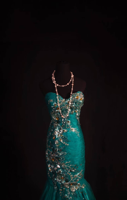 Retro Mermaid Sweetheart Green Tulle Beads Long Prom Dresses Party Dress Graduation Outfits For Women AU577