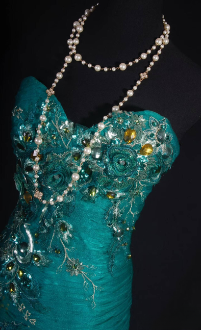 Retro Mermaid Sweetheart Green Tulle Beads Long Prom Dresses Party Dress Graduation Outfits For Women AU577