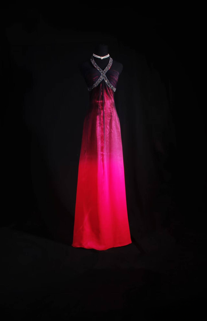 Vintage Prom Dresses 1950s Retro Classy A Line Halter Black Ombre Pink Party Dress Princess Graduation Outfit For Women AU585