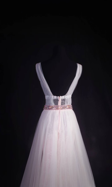 Vintage Prom Dresses 90s A Line Scoop White Chiffon Lace Long Party Dress Inspiration Senior Dance Graduation Dresses AU591
