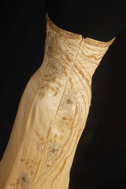 Vintage Prom Dresses 1950s Retro Classy Mermaid Halter Satin Yellow Long Party Dress Graduation Outfit For Women AU592