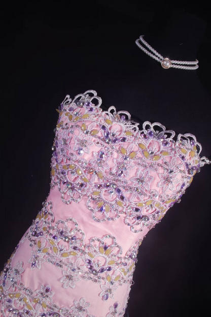 Retro Mermaid Strapless Sleeveless Lilac Tulle Beads Lace Long Prom Dresses Party Dress Graduation Outfits For Women AU600
