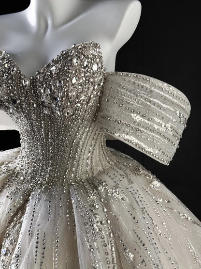 Luxury Ball Gown Sweetheart Sequins Beaded Fitted Corset Wedding Dress Bride Gowns Wedding Dresses AU635