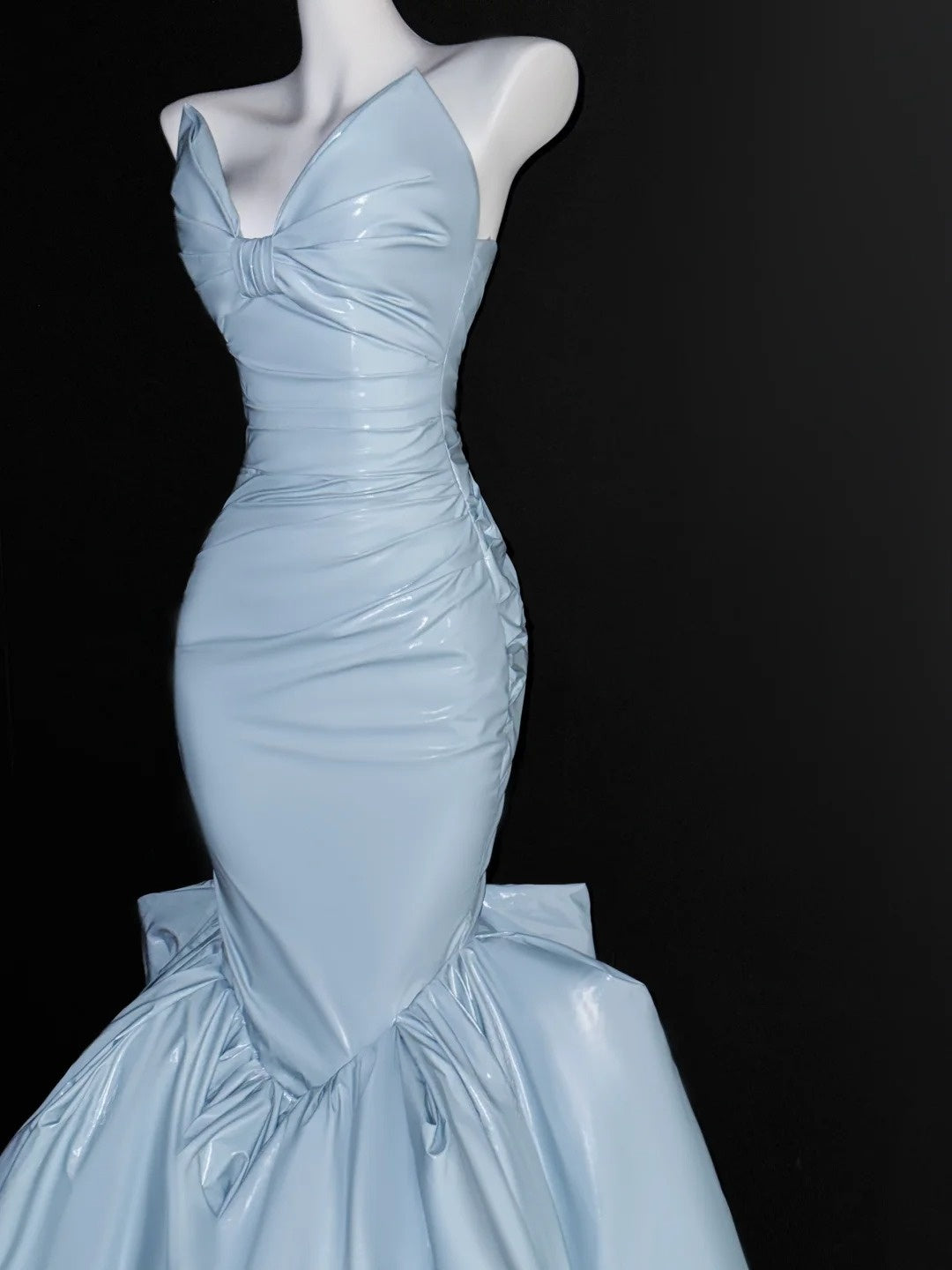 Elegant Mermaid Sweetheart Light Sky Blue Satin Prom Dresses Party Dress 16th Birthday Outfits Senior Graduation Dress AU667