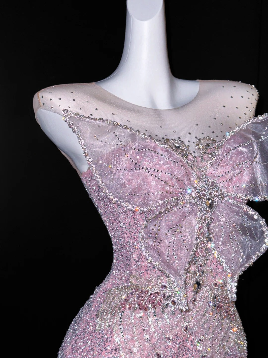 Elegant Mermaid Scoop Neck Pink Sequin Prom Dresses Party Dress 16th Birthday Outfits Senior Graduation Dress AU668