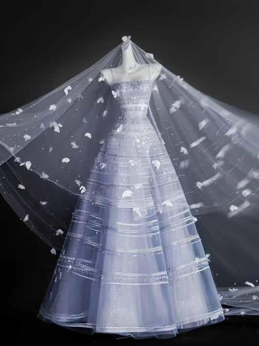 Vintage Ball Gown Spaghetti Straps Tulle Sequins Prom Dresses Long Party Dress 18th Birthday Outfit Graduation Dress AU671