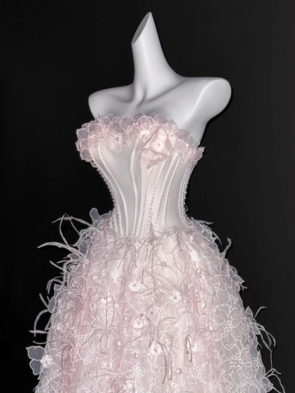 Classy Ball Gown Sweetheart Blush Pink Tulle Lace Prom Dresses Long Party Dress 18th Birthday Outfit Graduation Dress AU675