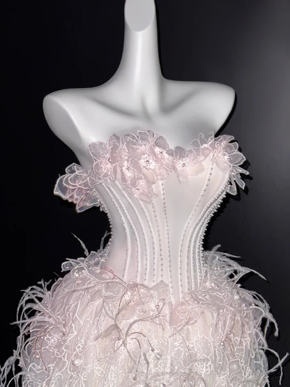 Classy Ball Gown Sweetheart Blush Pink Tulle Lace Prom Dresses Long Party Dress 18th Birthday Outfit Graduation Dress AU675