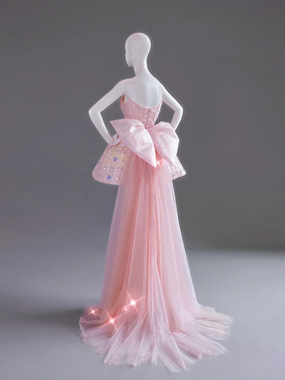 Luxury Ball Gown Strapless Pink Sequins Short 18th Birthday Dress Homecoming Dresses Cocktail Gown AU735