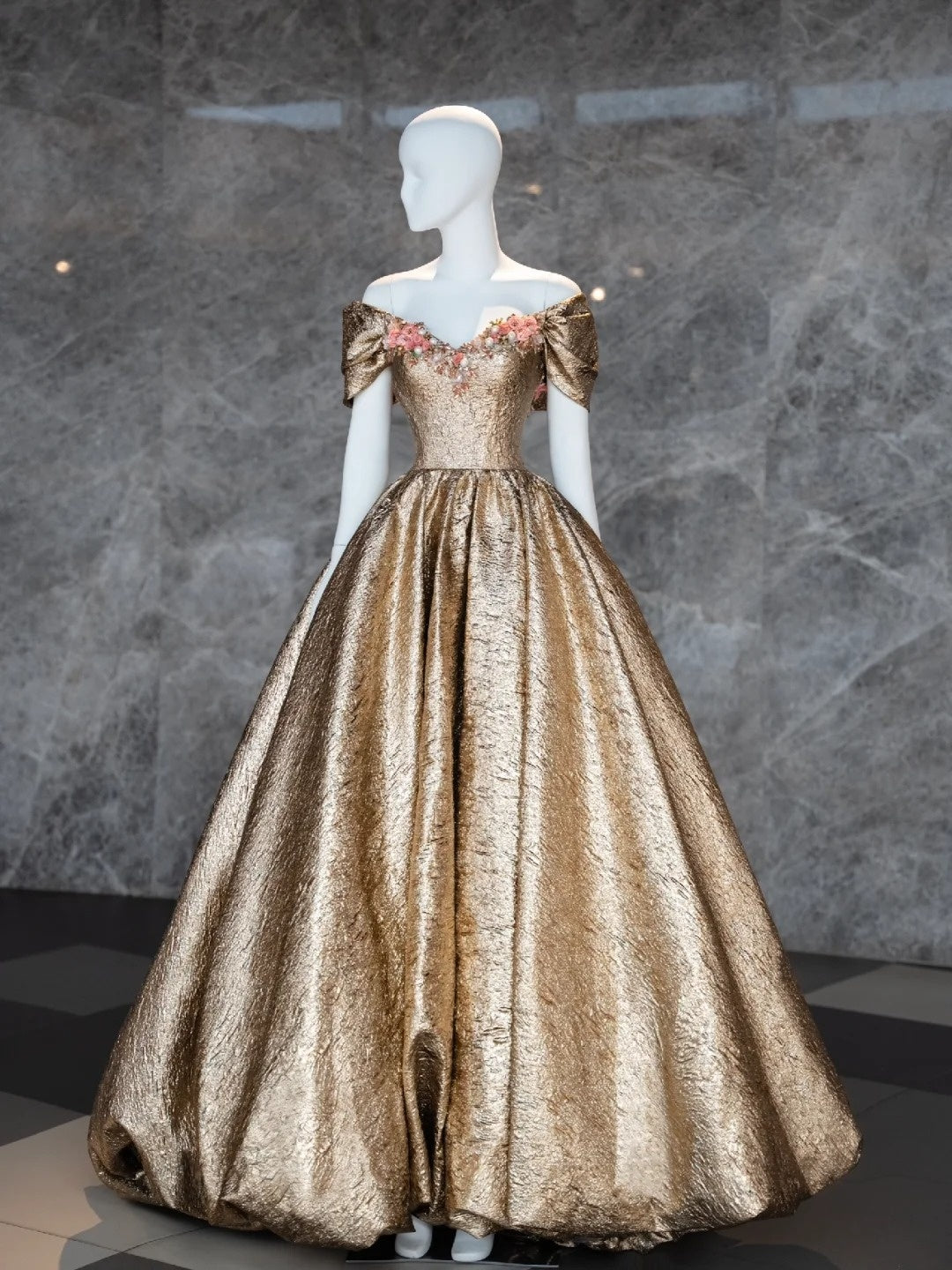 Unique Ball Gown Off The Shoulder Gold Satin Prom Dresses inspiration Long Party Dress Birthday Outfits Graduation Dress AU737