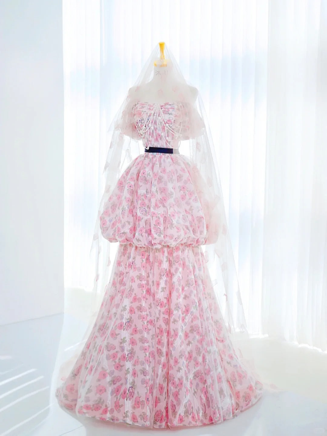 Classy Ball Gown Off The Shoulder Pink Floral Prom Dresses Long Party Dress 18th Birthday Outfit Senior High School Dance Dress AU815