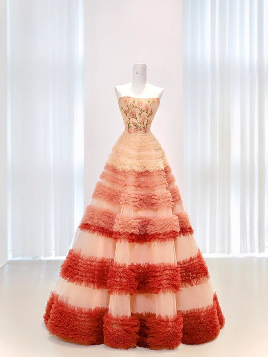 Luxury Quinceanera Dresses Ball Gown Strapless Tulle Birthday Gowns Vestidos De 15 Anos Formal Party Long Sweet 16 Dress AU846