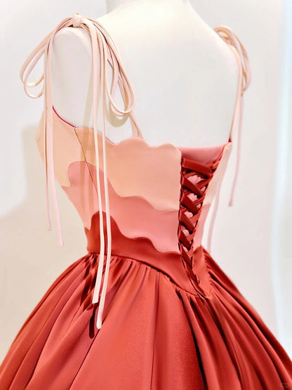 Charming Quinceanera Dresses Ball Gown Spaghetti Straps Satin Birthday Gowns Vestidos De 15 Anos Long Sweet 16 Dress AU853