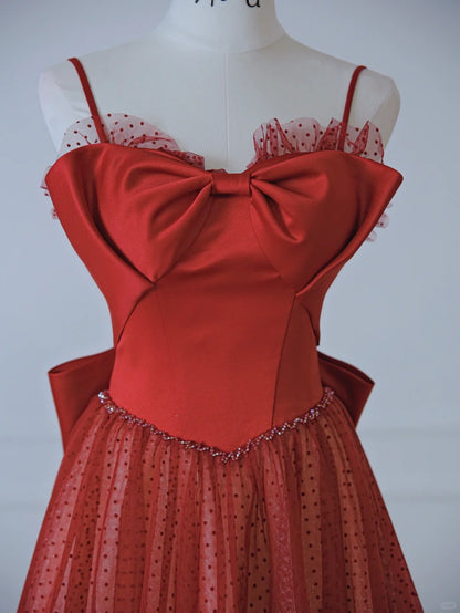 Classy A Line Spaghetti Straps Rust Red Tulle Prom Dresses Long 18th Birthday Outfit Senior High School Dance Party Dress AU880