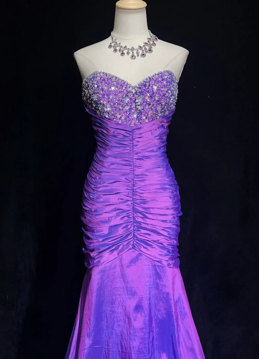 Vintage Prom Dresses Inspo Mermaid Sweetheart Purple With Ruffled Jacket 80s Long Formal Gown N2830