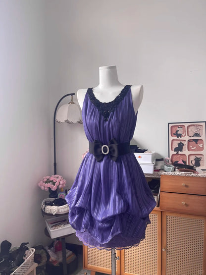 Vintage A Line V Neck Grape With Black Lace 16th Birthday Homecoming Dress Graduation Outfits RB6801