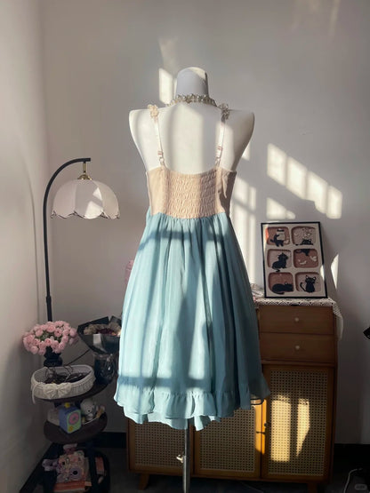 Vintage A Line Square Neck Blue With Lace 16th Birthday Homecoming Dress Graduation Outfits RB6802