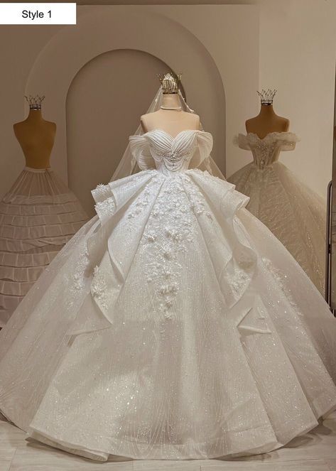 Timeless Ball Gown Off The Shoulder Long Sequin Pleated White Wedding Dress Fairy Formal Wedding Dresses B142