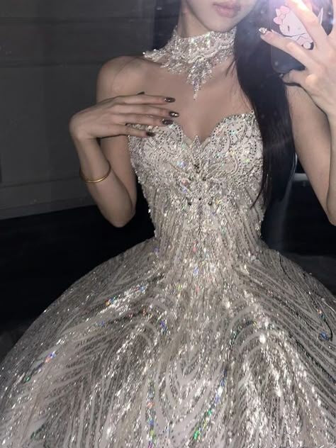 Dreamy Ball Gown Sweetheart White Sequins Long Wedding Dress Fairy Formal Ruffles Wedding Dresses B151