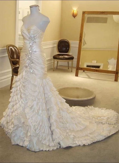 Timeless Mermaid Sweetheart Long Wedding Dress Fairytale Formal Wedding Dresses Civil Brides Gowns B190