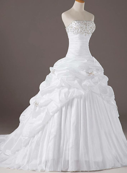 Retro Mermaid Strapless White Tulle Long Wedding Dress Fairytale Formal Wedding Dresses Civil Ruffles Brides Gowns B195