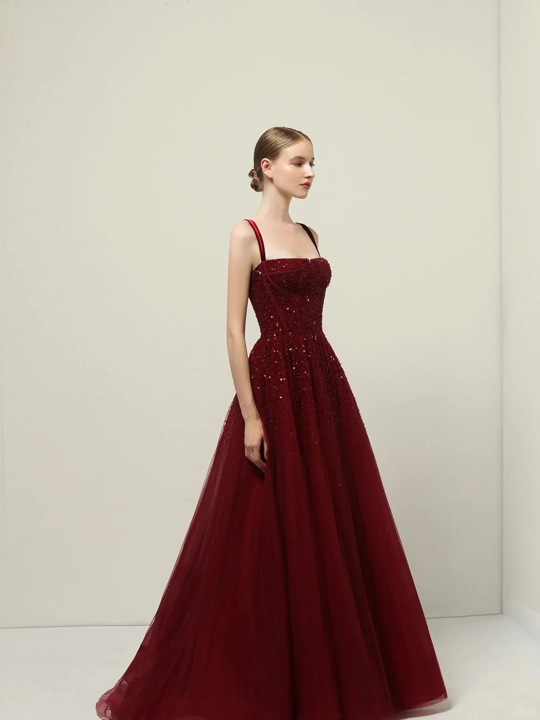 Modest Ball Gown Spaghetti Straps Red Prom Dresses Inspiration Trending Prom Gowns Princess Formal Prom Dress B241