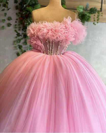 Pink Quinceanera Dresses Ball Gown Sparkly Birthday Prom Gowns Vestidos De 15 Anos Formal Party Long Sweet 15 16 Dress B279