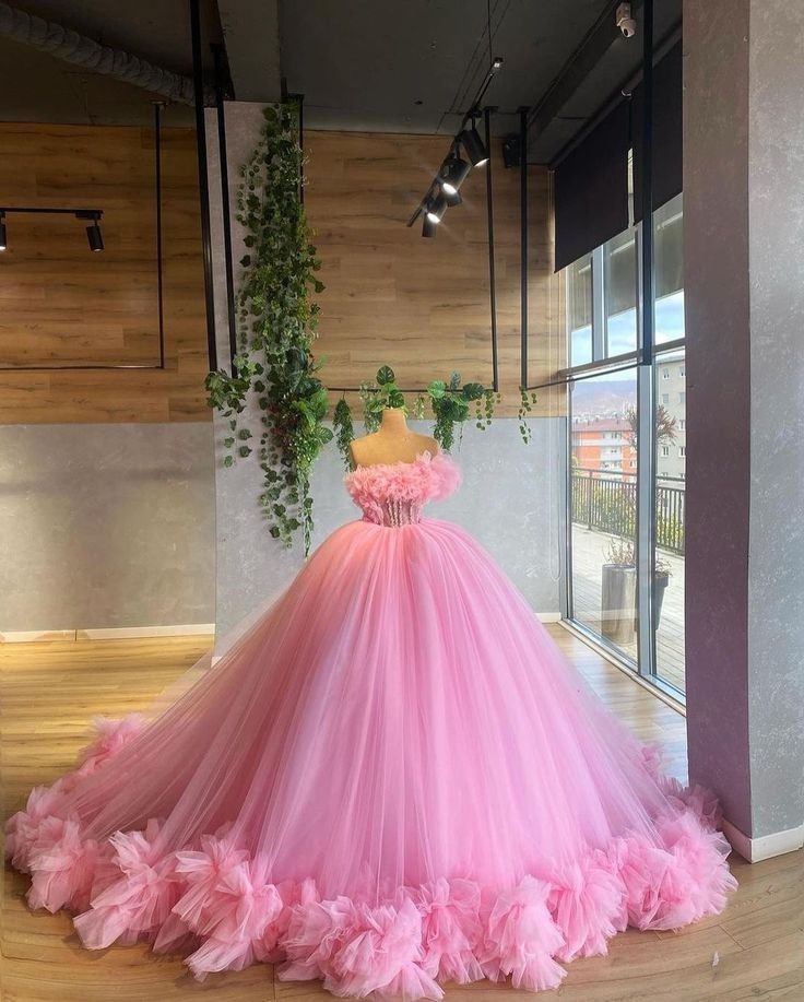 Pink Quinceanera Dresses Ball Gown Sparkly Birthday Prom Gowns Vestidos De 15 Anos Formal Party Long Sweet 15 16 Dress B279