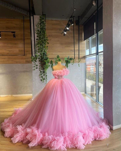 Pink Quinceanera Dresses Ball Gown Sparkly Birthday Prom Gowns Vestidos De 15 Anos Formal Party Long Sweet 15 16 Dress B279