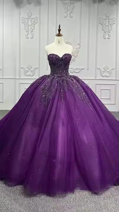 Grape Quinceanera Dresses Ball Gown Sweetheart Sparkly Birthday Prom Gowns Vestidos De 15 Anos Formal Party Long Sweet 15 16 Dress B281