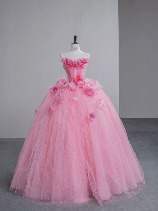 Pink Quinceanera Dresses Ball Gown Sweetheart Tulle Birthday Prom Gowns Vestidos De 15 Anos Formal Party Long Sweet 15 16 Dress B316