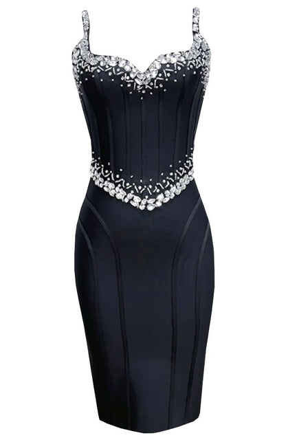 Modest Mermaid Spaghetti Straps Black Prom Dresses Inspiration Sparkly Birthday Dress Princess Graduation Dress B360