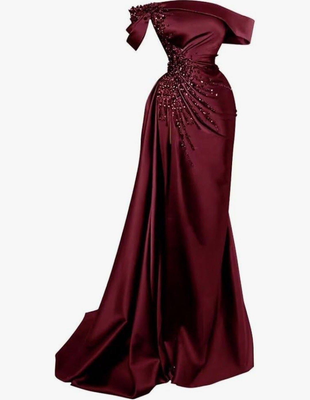 Sexy Mermaid Off The Shoulder Burgundy Satin Prom Dresses Inspiration Birthday Dress Princess Graduation Dress B363