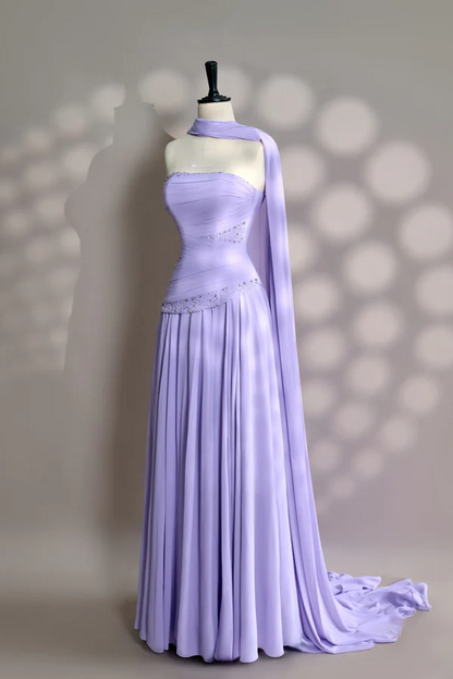 Elegant A line Strapless Blue Evening Dress Women Party Long Formal Dresses Prom 16 Birthday Party Ladies Gown AB1222