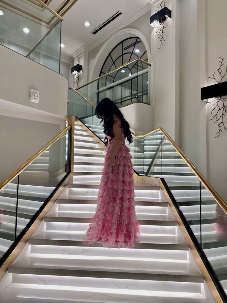 Modest Ball Gown Spaghetti Straps Pink Floral Tulle Prom Dresses Inspiration Prom Dress Princess Party Birthday Graduation Dress B389