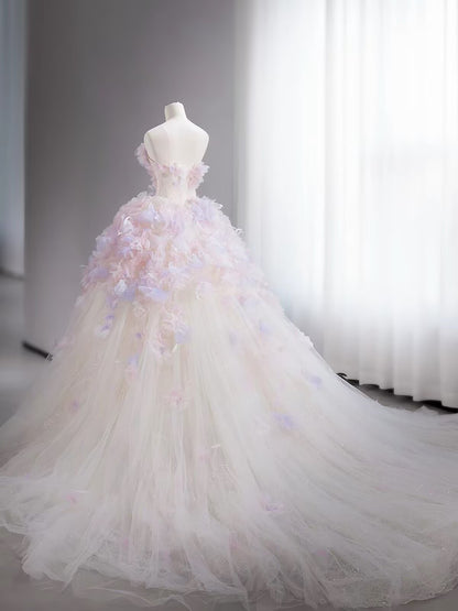 Modest Quinceanera Dresses Ball Gown Strapless Lilac Tulle Birthday Gowns Vestidos De 15 Anos Formal Party Long Sweet 16 Dress RB2830