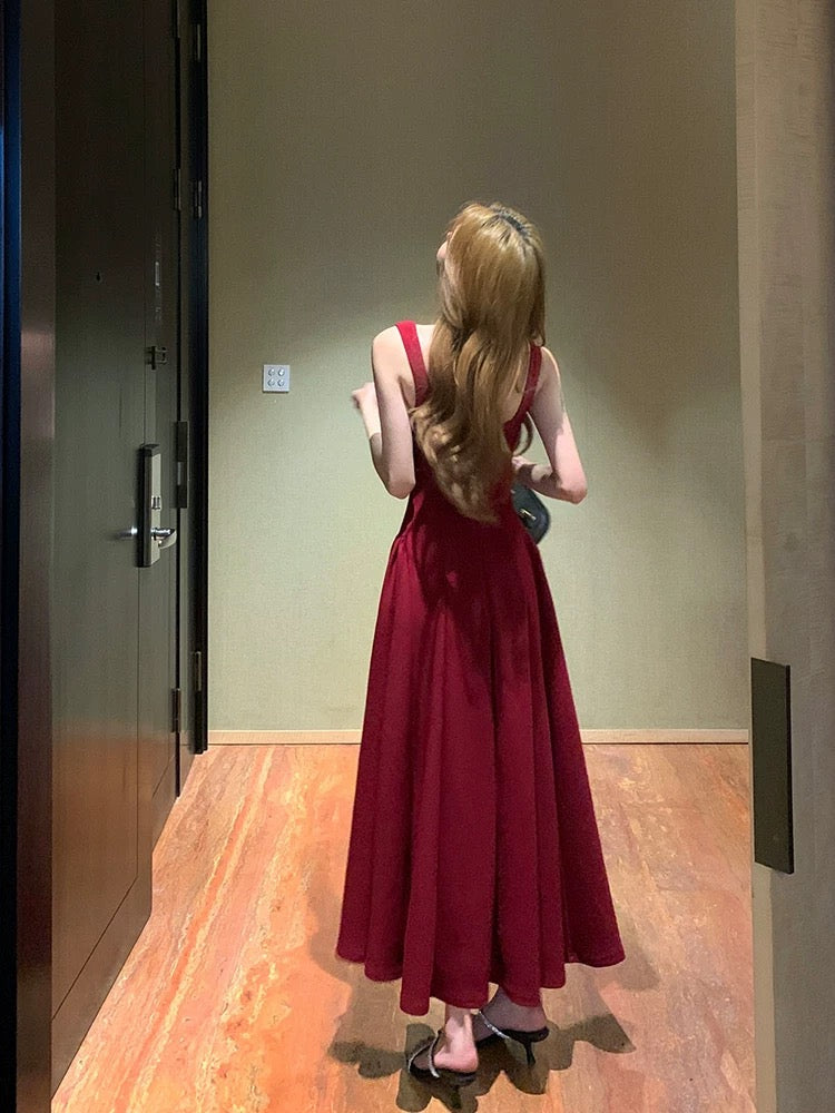 Sexy A Line Square Neck Satin Burgundy Prom Dresses Inspiration Simple Graduation Dress B459