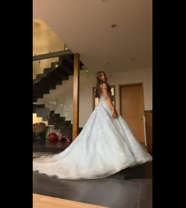 Sexy Ball Gown Spaghetti Straps Light Sky Blue Tulle Sequins Prom Dresses Inspiration Unique Graduation Dress B469