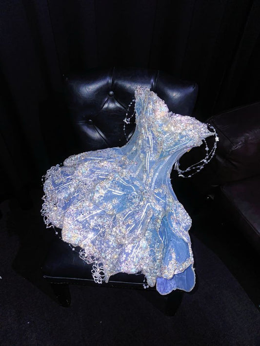 Cute Ball Gown Sweetheart Light Blue Sequin Short 16th Birthday Outfits Homecoming Dresses Cocktail Gown B576