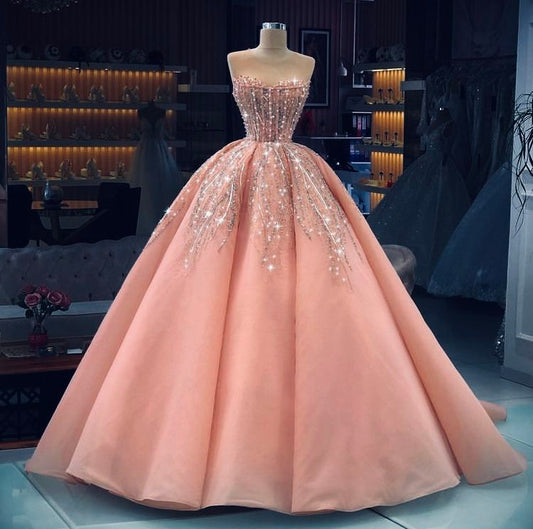 Modest Quinceanera Dresses Ball Gown Sweetheart Blush Pink 18th Birthday Gowns Vestidos De 15 Anos Formal Party Long Sweet 16 Dress B607