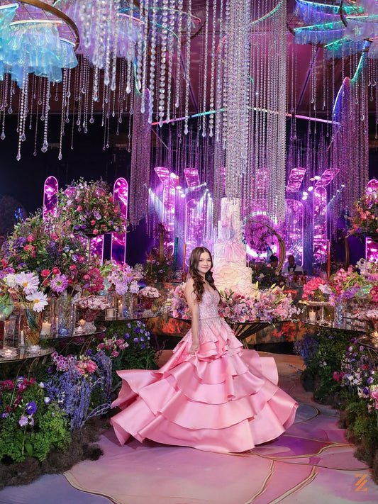 Charming Ball Gown Sweetheart Satin Pink Prom Dresses Inspiration Party Dress Princess Graduation Dress B608