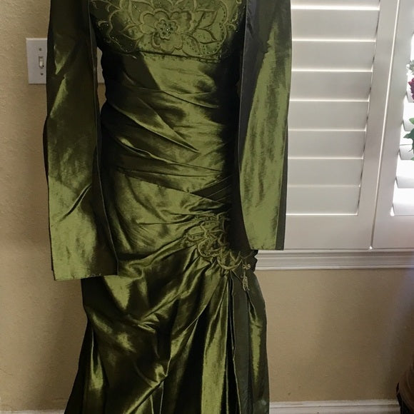 Vintage Mermaid Strapless Olive Green Taffeta Long 1950s Retro Classy Prom Dresses Party Dress 21st Birthday Outfits Graduation Dress B629