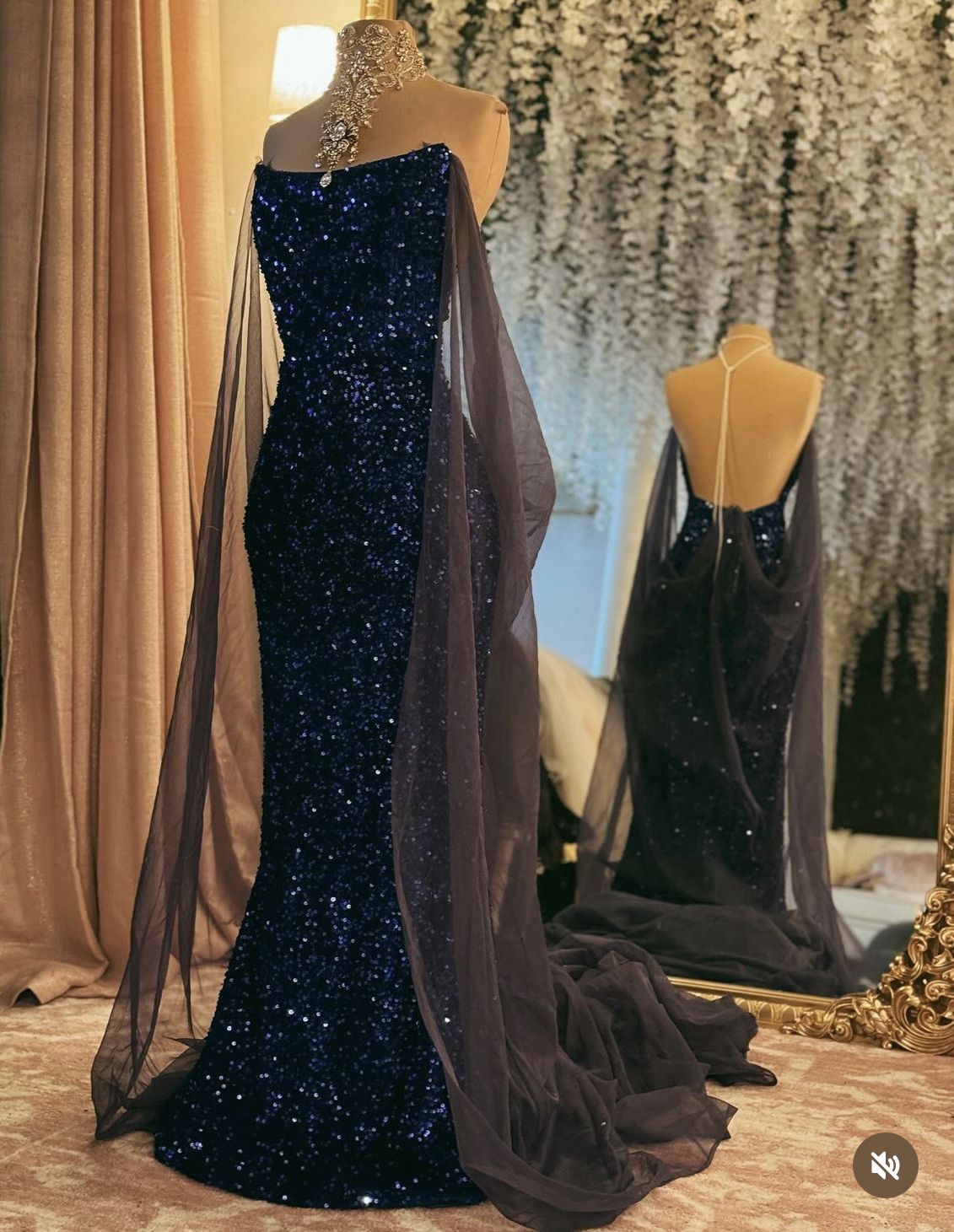 Classy Mermaid Strapless Navy Blue Sequins Prom Dresses Inspiration Party Dress Princess Graduation Dress B637