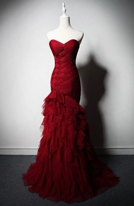 Modest Mermaid Sweetheart Tulle Sleeveless Long Prom Dresses Party Dress 20th Birthday Outfits Graduation Dress B638