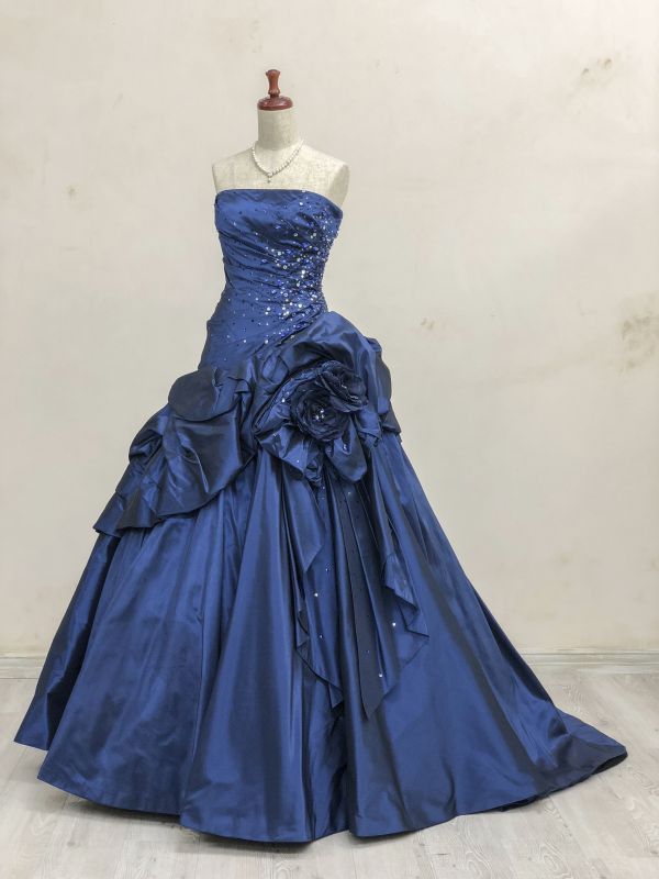 Cute Quinceanera Dresses Ball Gown Strapless Navy Blue 20th Birthday Gowns Vestidos De 15 Anos Formal Party Long Sweet 16 Dress B641