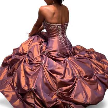 Vintage Ball Gown Strapless Taffeta Sleeveless 90s Classy Prom Dresses Inspiration Party Dress Princess Graduation Dress B646