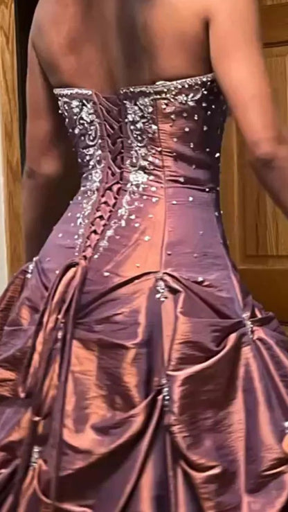 Vintage Ball Gown Strapless Taffeta Sleeveless 90s Classy Prom Dresses Inspiration Party Dress Princess Graduation Dress B646